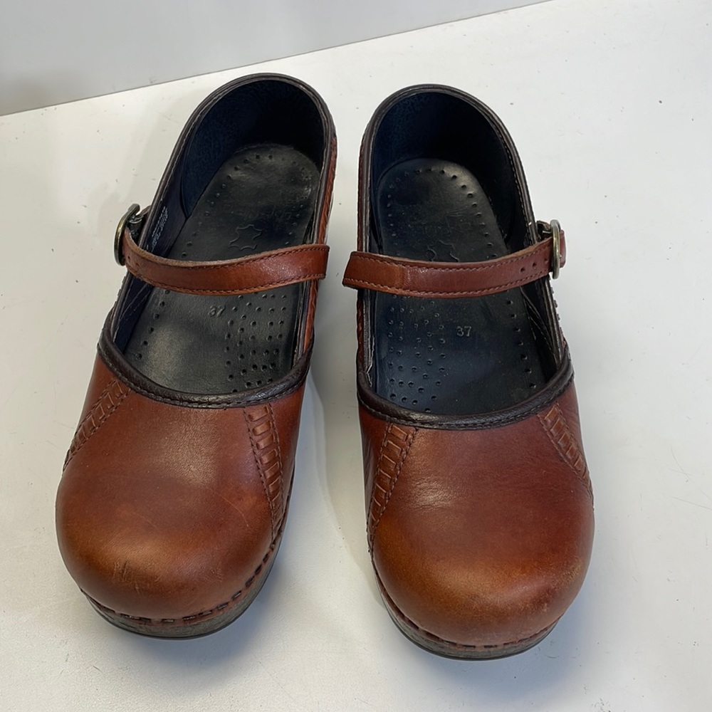 Dansko brown leather clogs with strap Mary Jane, 309787878